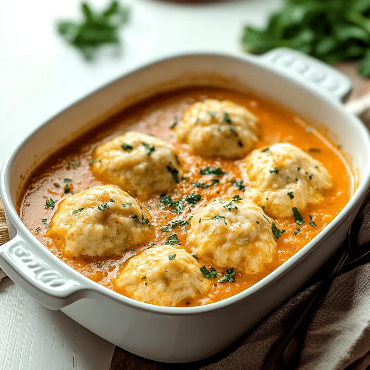 Tomato Soup with Cheddar Bay Dumplings