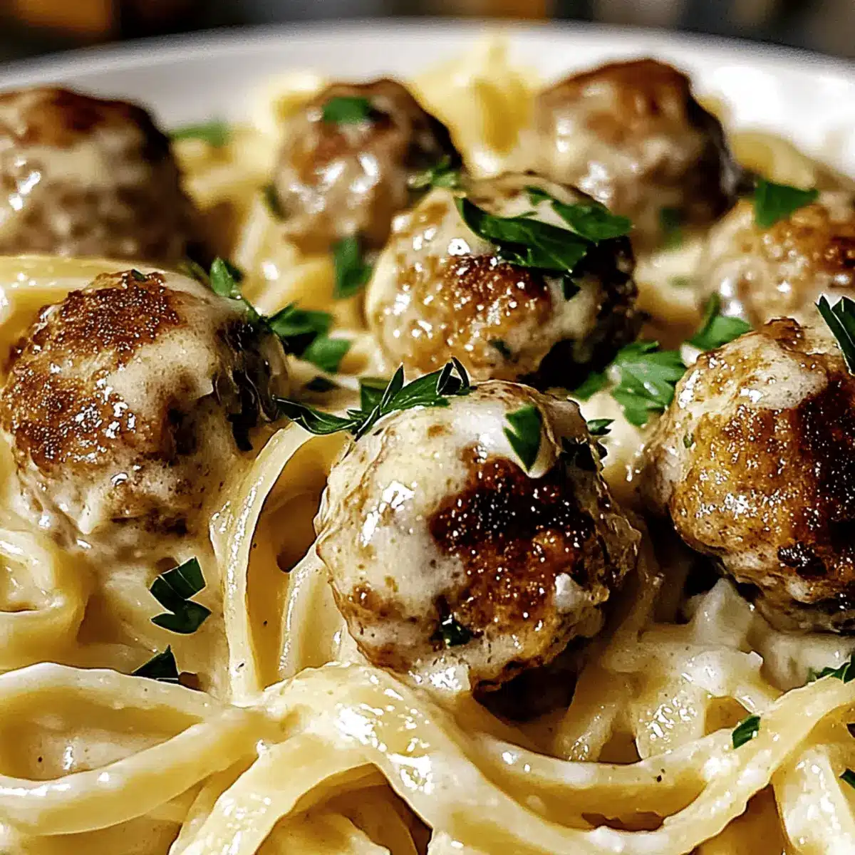 Savory Garlic Butter Meatballs with Creamy Comforting Linguine 4 Garlic Butter Meatballs