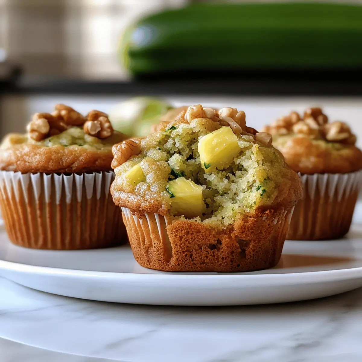 Delicious Zucchini Muffins with Pineapple and Crunchy Walnuts 4 Zucchini Muffins with Pineapple and Crunchy Walnuts