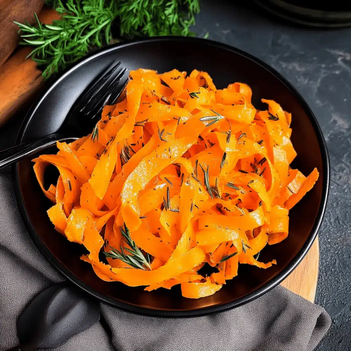 Carrot Ribbons with Rosemary Butter Sauce