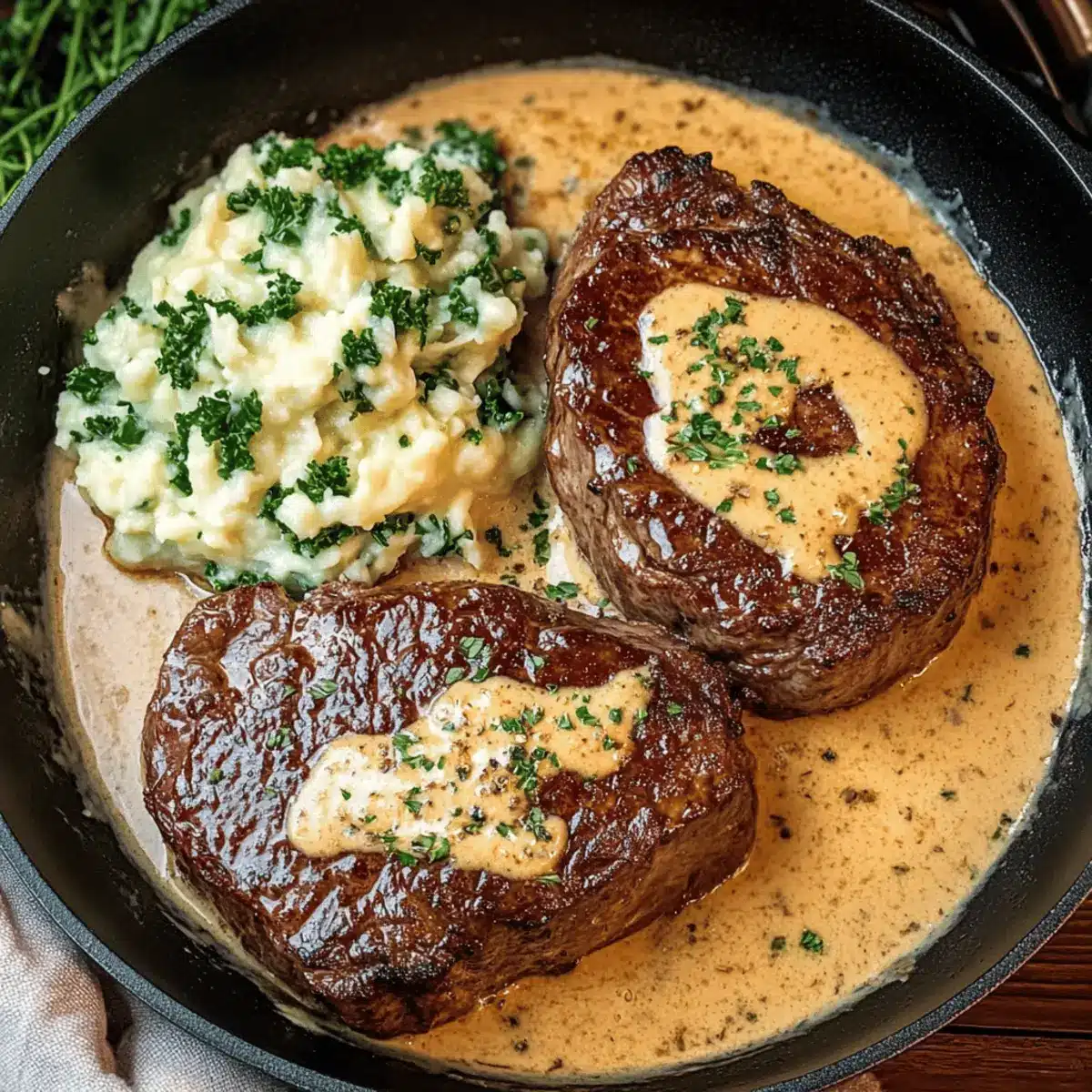 Irresistible Gaelic Irish Steaks with Whiskey Cream and Colcannon