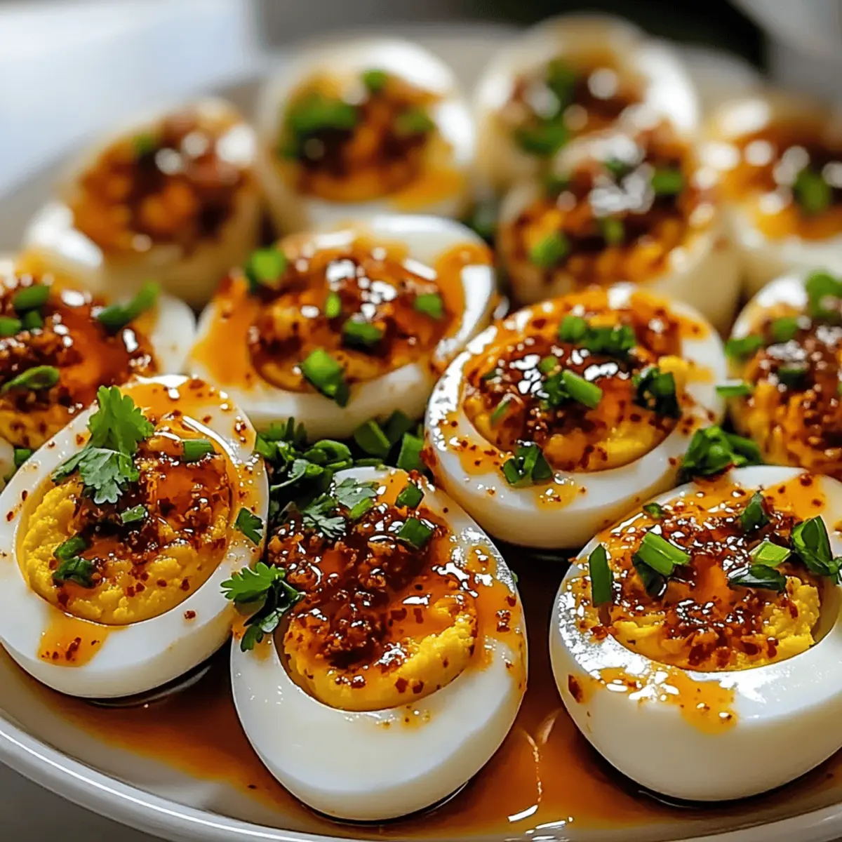 Spicy Chili Garlic Deviled Eggs That Steal the Show 3 Spicy Chili Garlic Deviled Eggs pfgfos