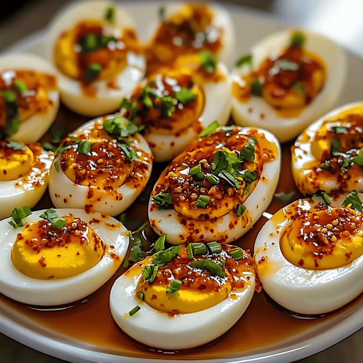Spicy Chili Garlic Deviled Eggs That Steal the Show 4 Spicy Chili Garlic Deviled Eggs
