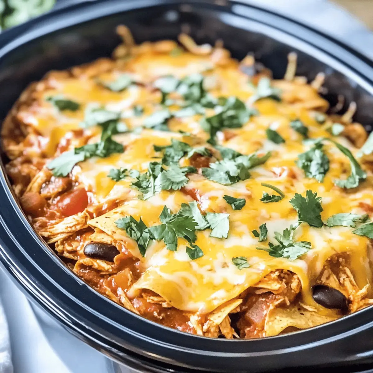 Crockpot Chicken Enchilada Casserole