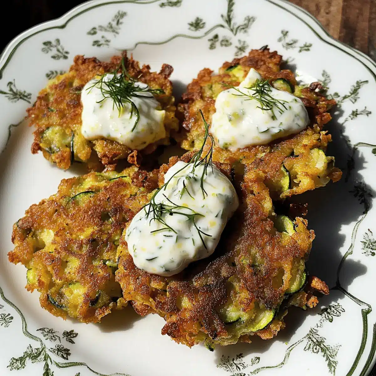 Crispy Zucchini Fritters with Zesty Lemon Yogurt Sauce 3 Zucchini Fritters with Lemon Yogurt Sauce pp004o