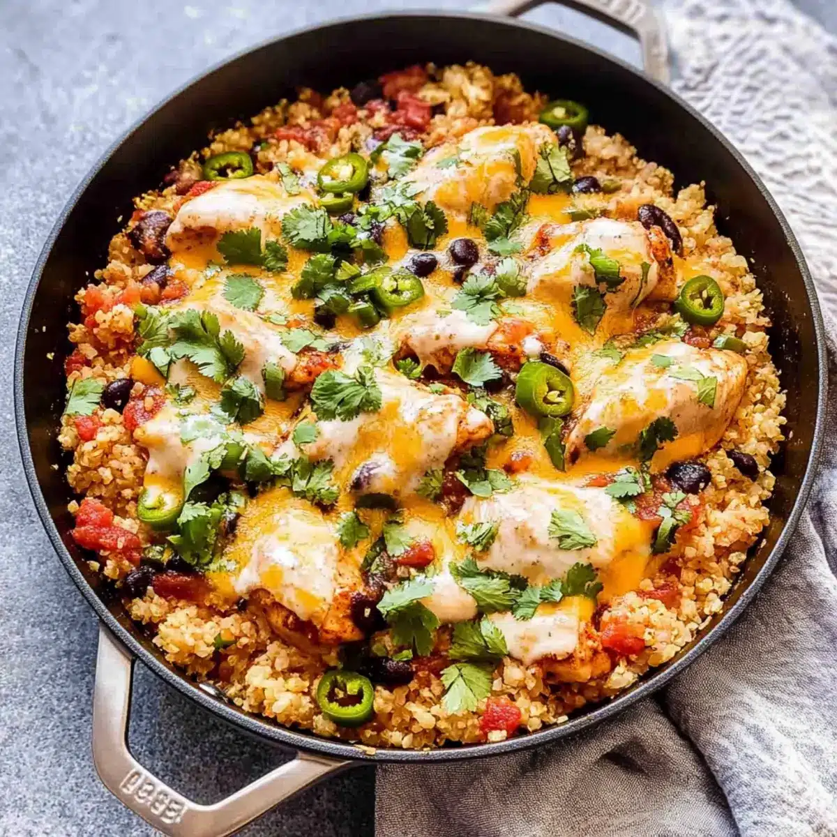 Salsa Chicken and Cauliflower Rice Skillet