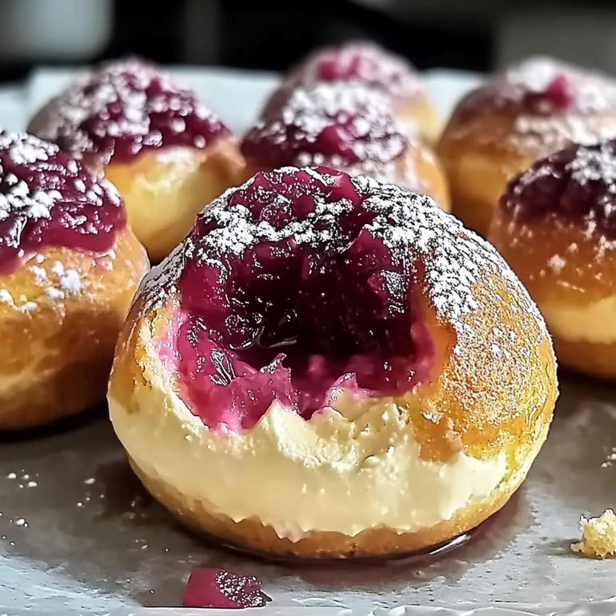 Rhubarb Cheesecake Bombs