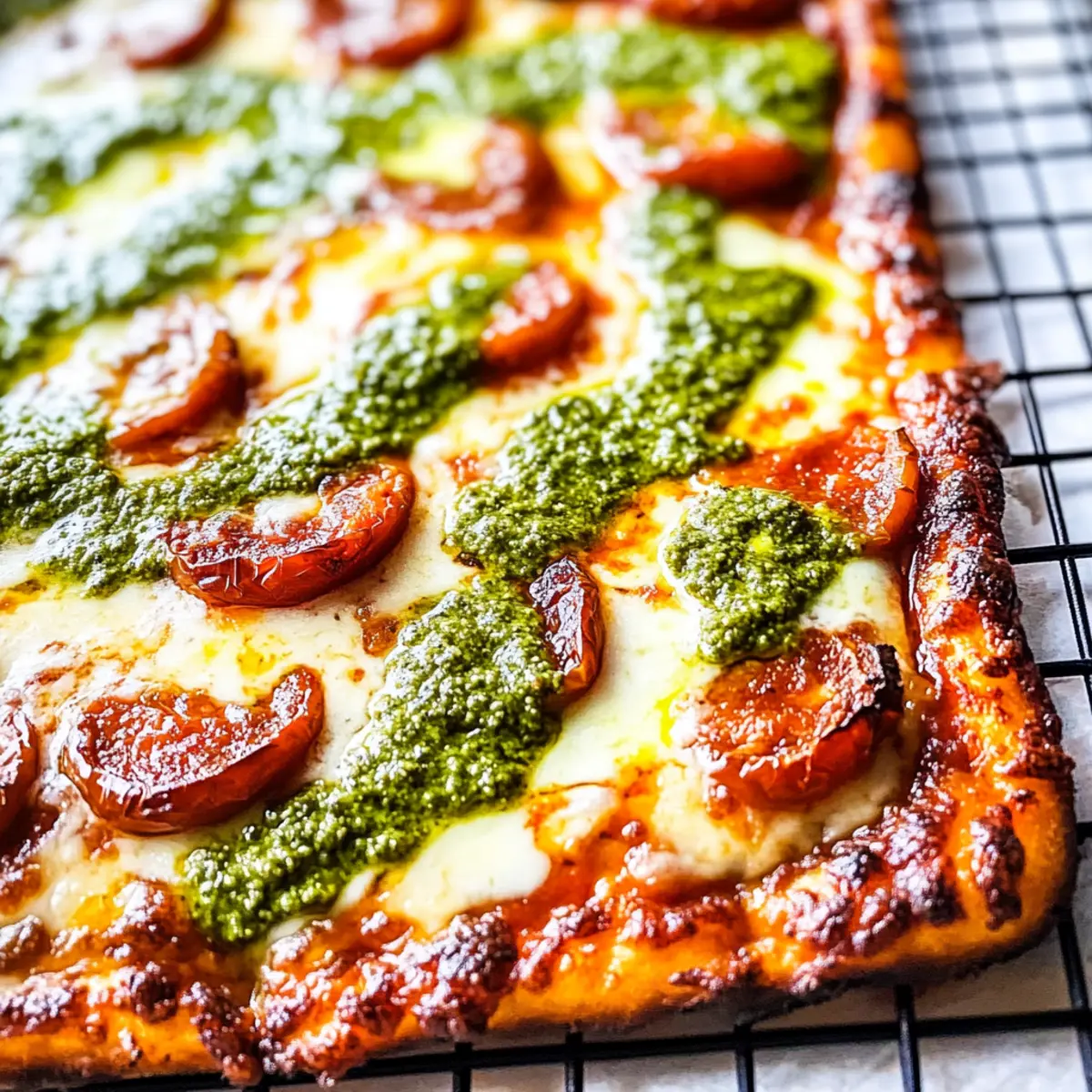 Pepperoni and Roasted Jalapeno Pesto Pan Pizza