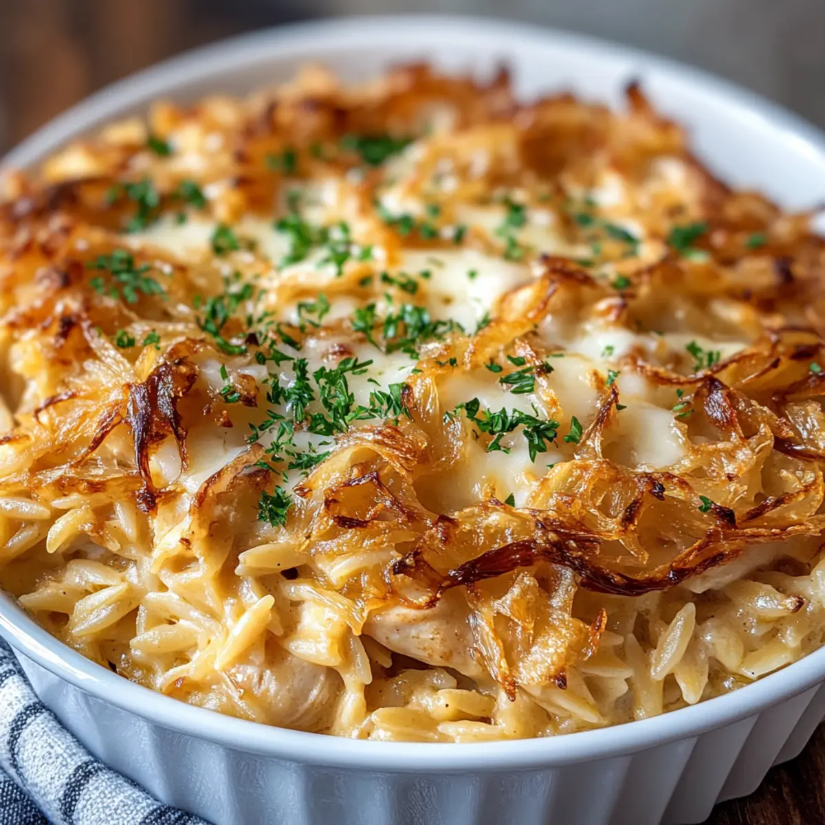French Onion Chicken Orzo Casserole: Cozy Comfort in a Dish 2 French Onion Chicken Orzo Casserole h820gw