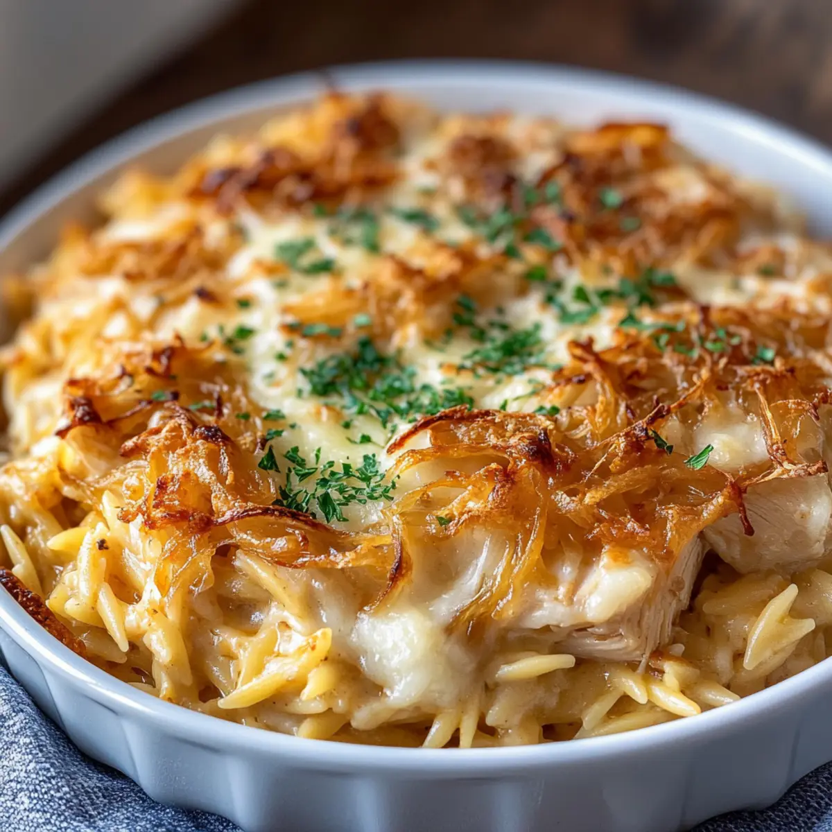 French Onion Chicken Orzo Casserole: Cozy Comfort in a Dish 1 French Onion Chicken Orzo Casserole pjrkil