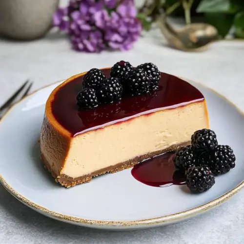 Indulge in London Fog Basque Cheesecake with Blackberry Sauce 4 London Fog Basque Cheesecake with Blackberry Sauce