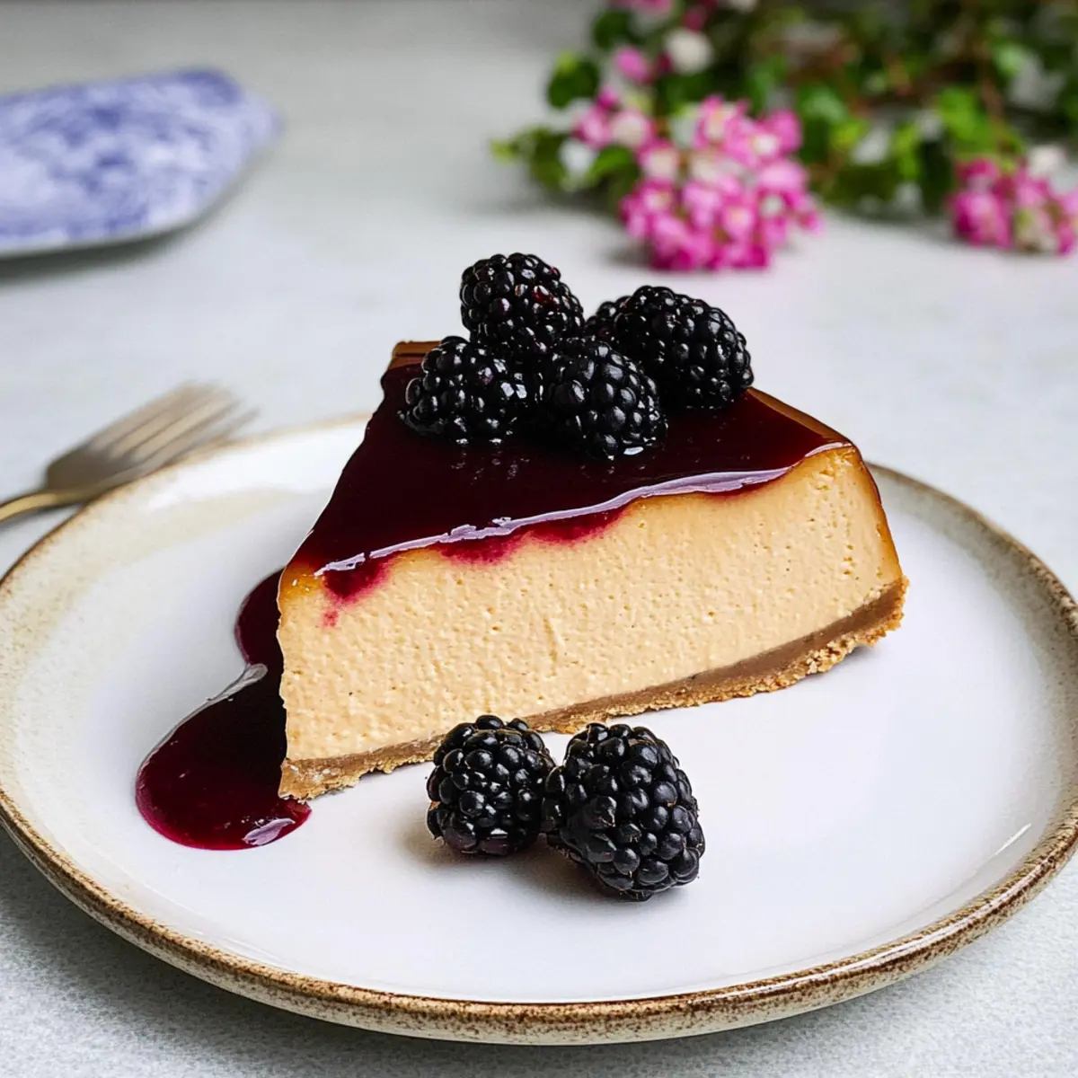 Indulge in London Fog Basque Cheesecake with Blackberry Sauce 3 London Fog Basque Cheesecake with Blackberry Sauce gjkwze