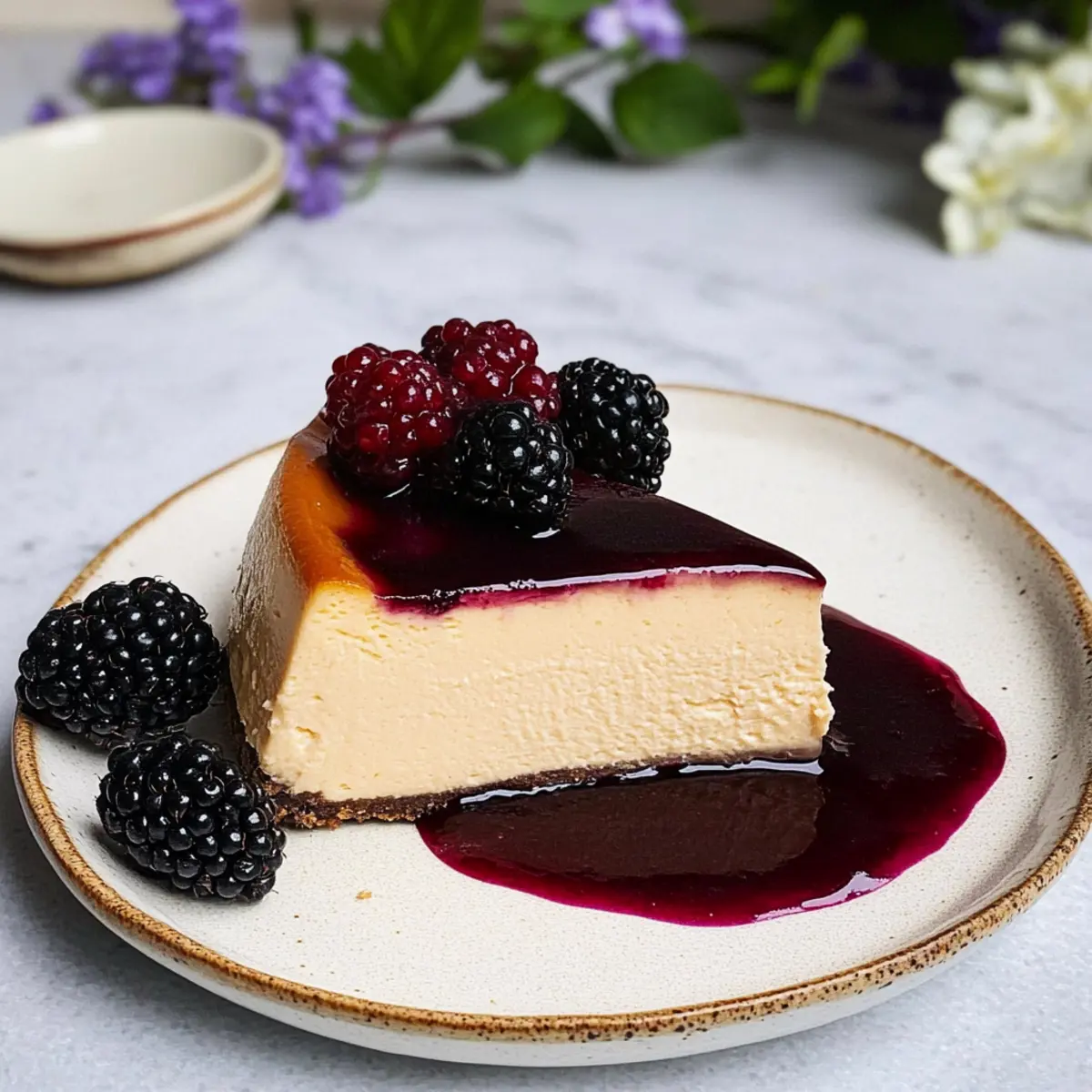 Indulge in London Fog Basque Cheesecake with Blackberry Sauce 2 London Fog Basque Cheesecake with Blackberry Sauce socm8r