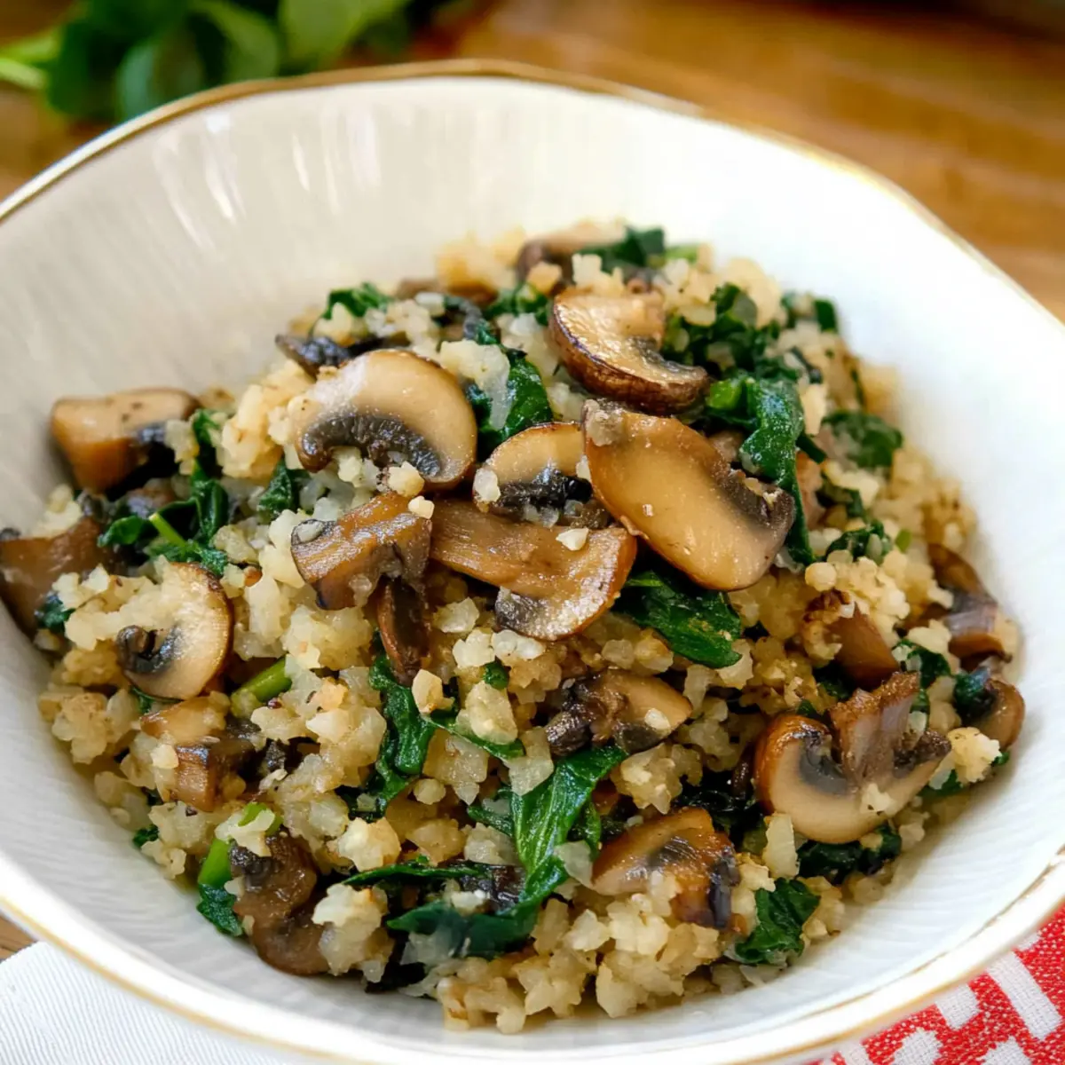 Mushroom Spinach Cauliflower Rice vmvgbc