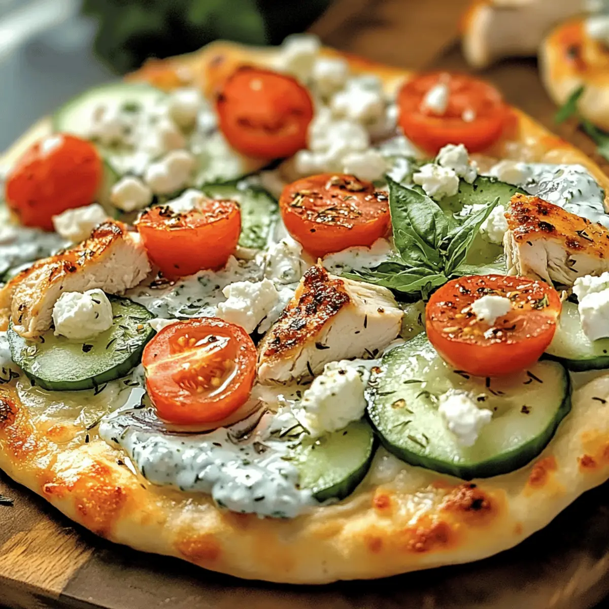 Tzatziki Chicken Veggie Naan Pizza d3pssb