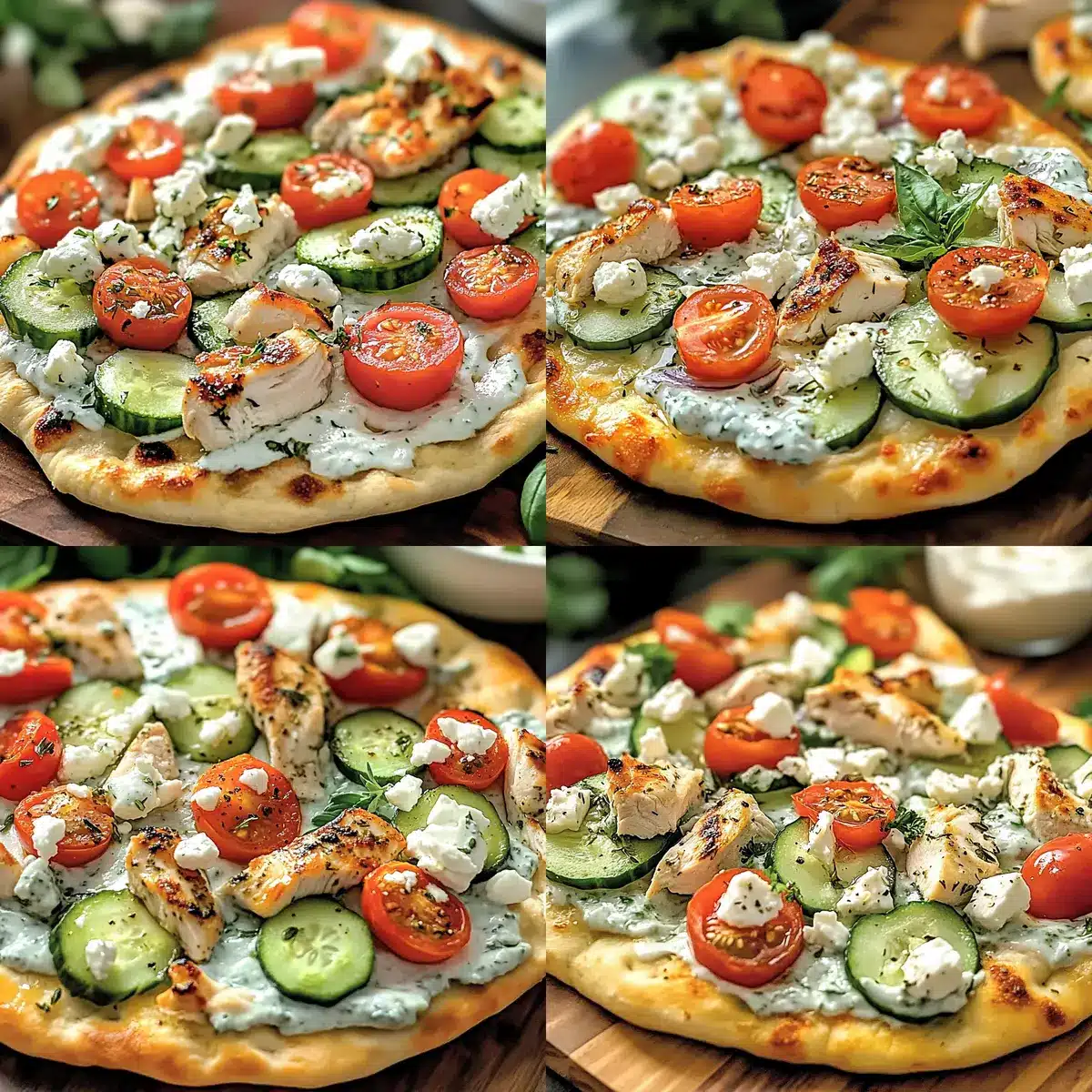 Tzatziki Chicken & Veggie Naan Pizza