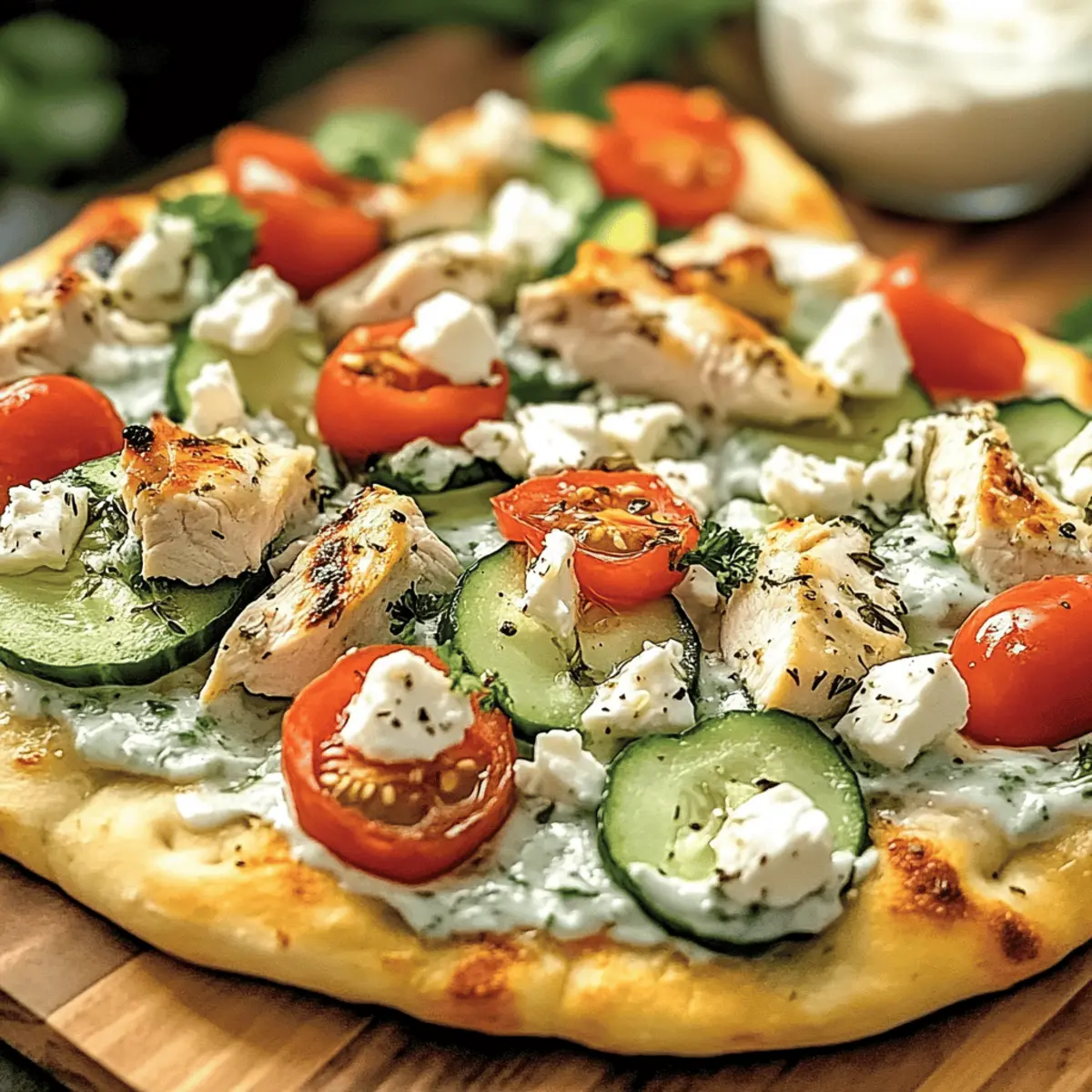 Tzatziki Chicken Veggie Naan Pizza rlu4zd