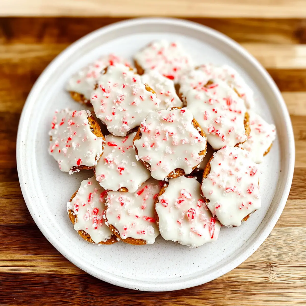 White Chocolate Peppermint Pretzel Crisps