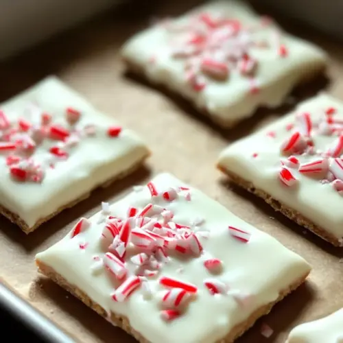 Peppermint Crunch White Chocolate Covered Graham Crackers