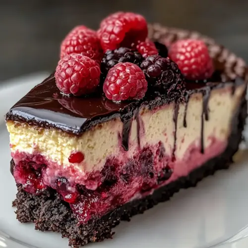 Dark Chocolate Raspberry Cheesecake