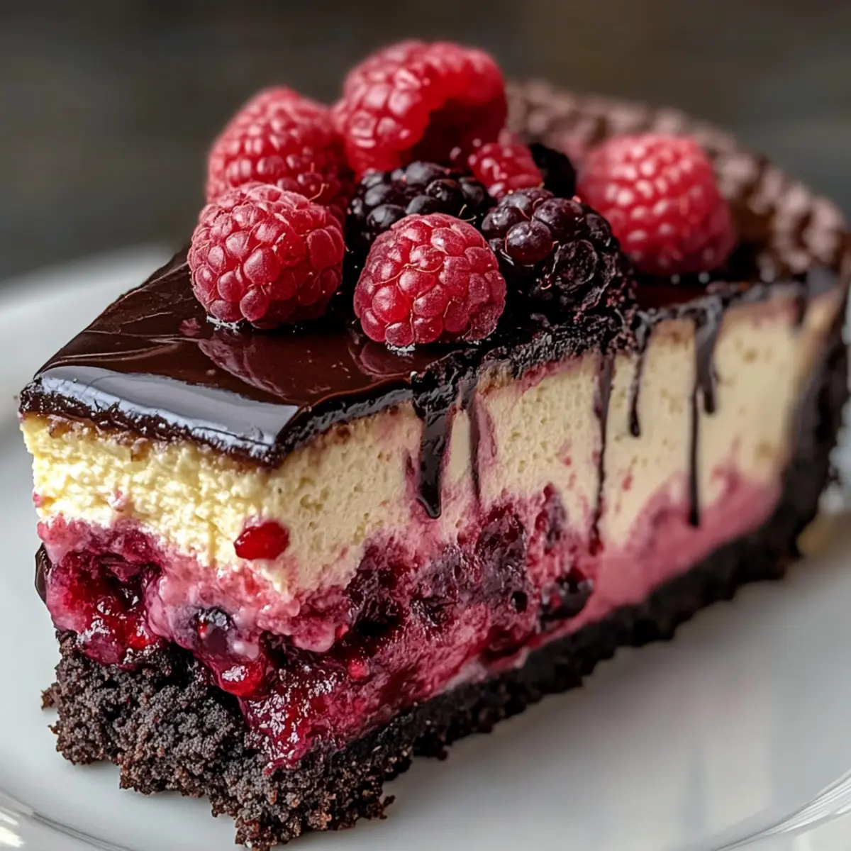 Dark Chocolate Raspberry Cheesecake