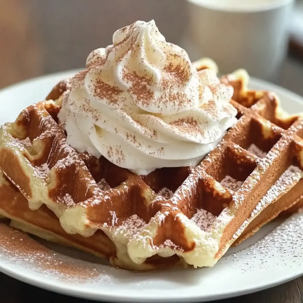 Cinnamon Waffles with Cinnamon Whipped Cream