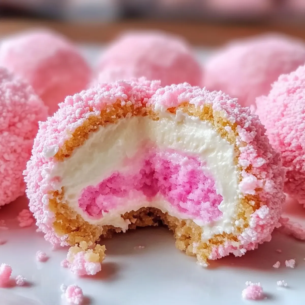 Crispy Cotton Candy Cheesecake Bombs