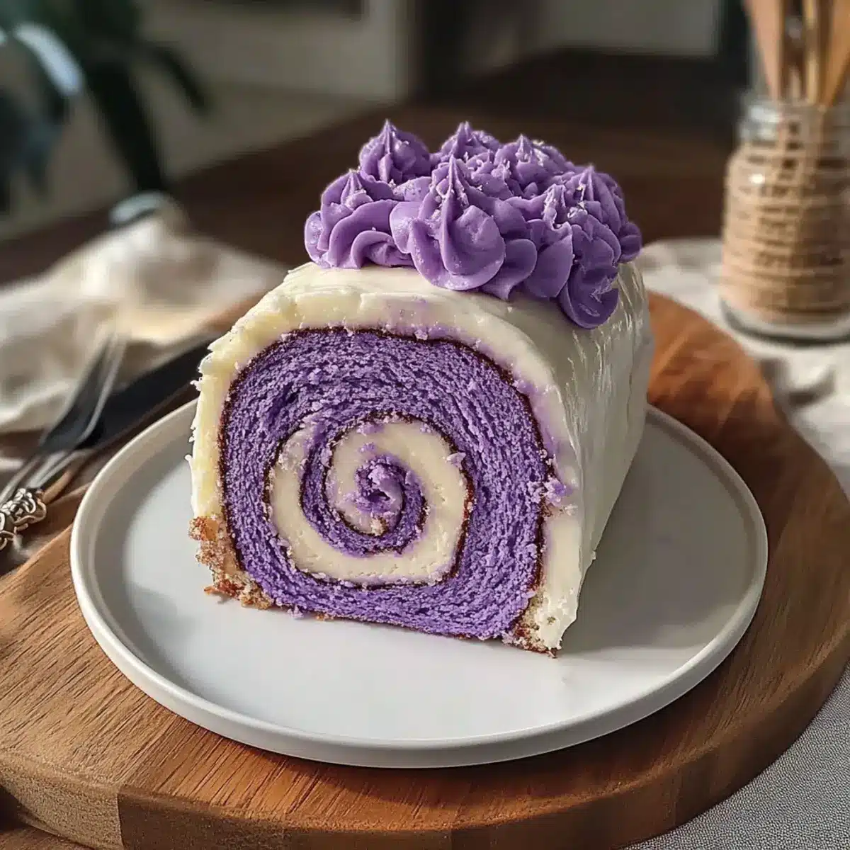Delightful Ube Roll Cake with Creamy Whipped Filling