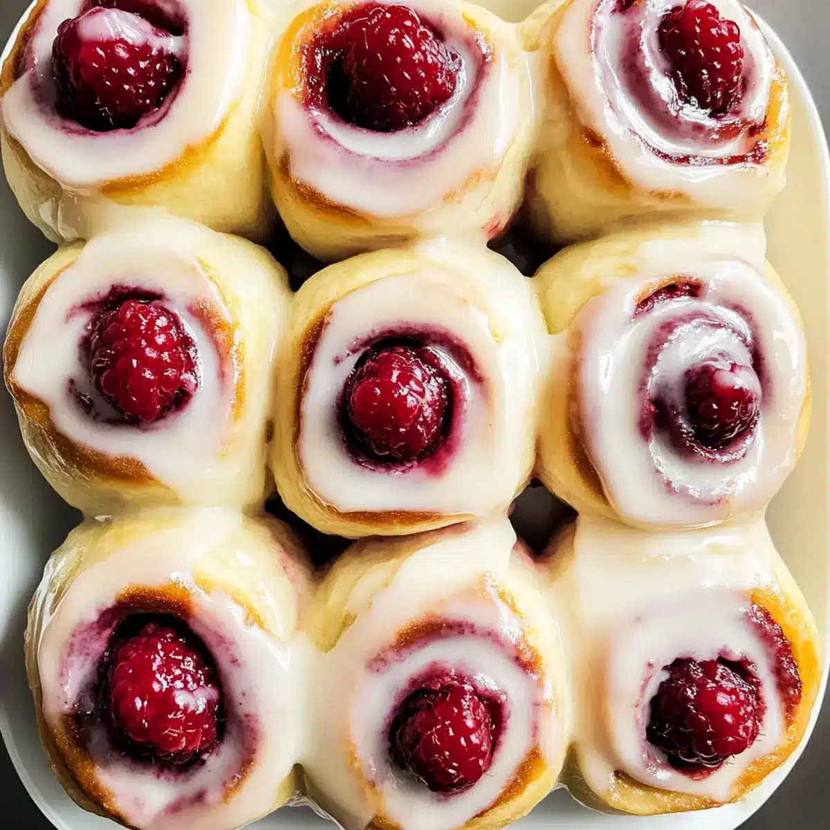 Raspberry Cinnamon Rolls with Lemon Glaze