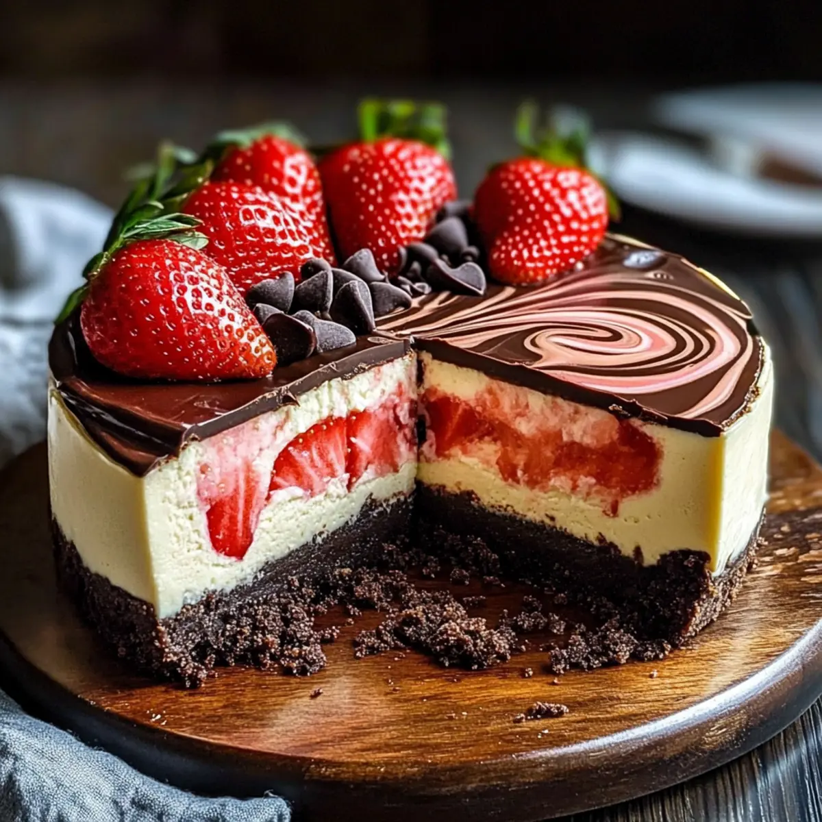 Indulge in Chocolate Strawberry Swirl Cheesecake Bliss 4 Chocolate Strawberry Swirl Cheesecake