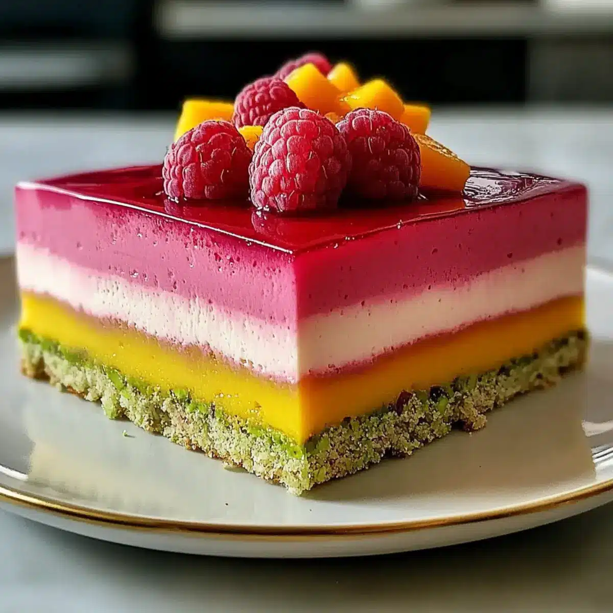 Mango Raspberry Mousse Cake